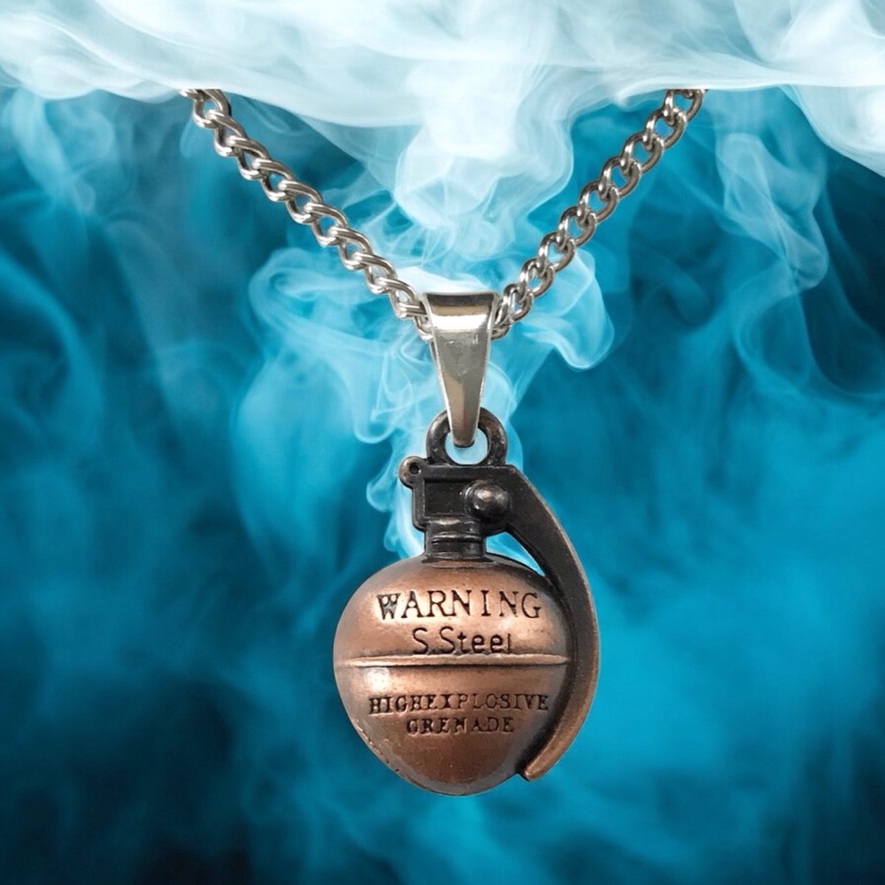 🆕 3D Grenade Pendant Necklace Stainless Steel